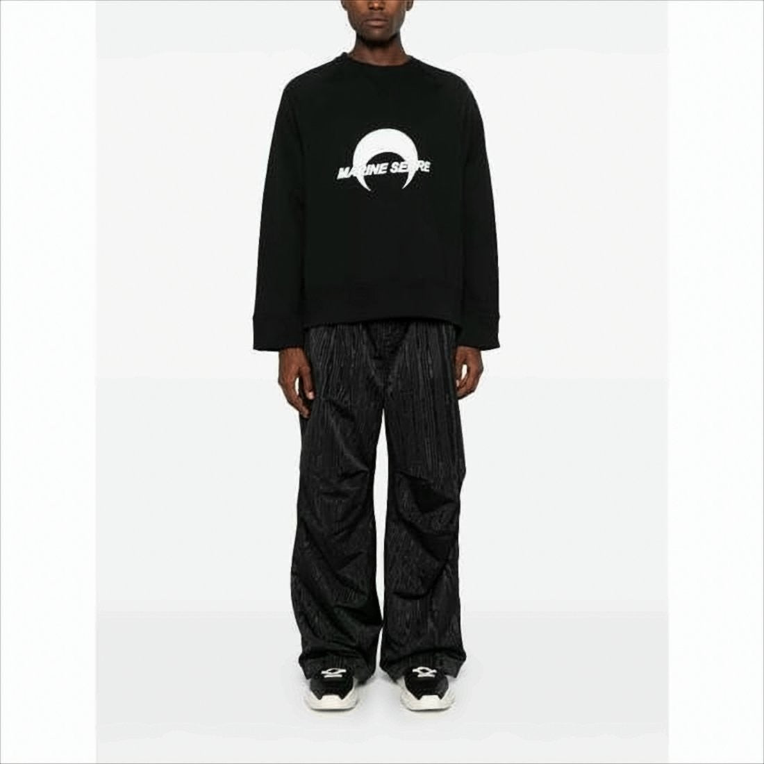 Marine Serre Long-Sleeve Crewneck Sweatshirt With Crescent Moon Graphic