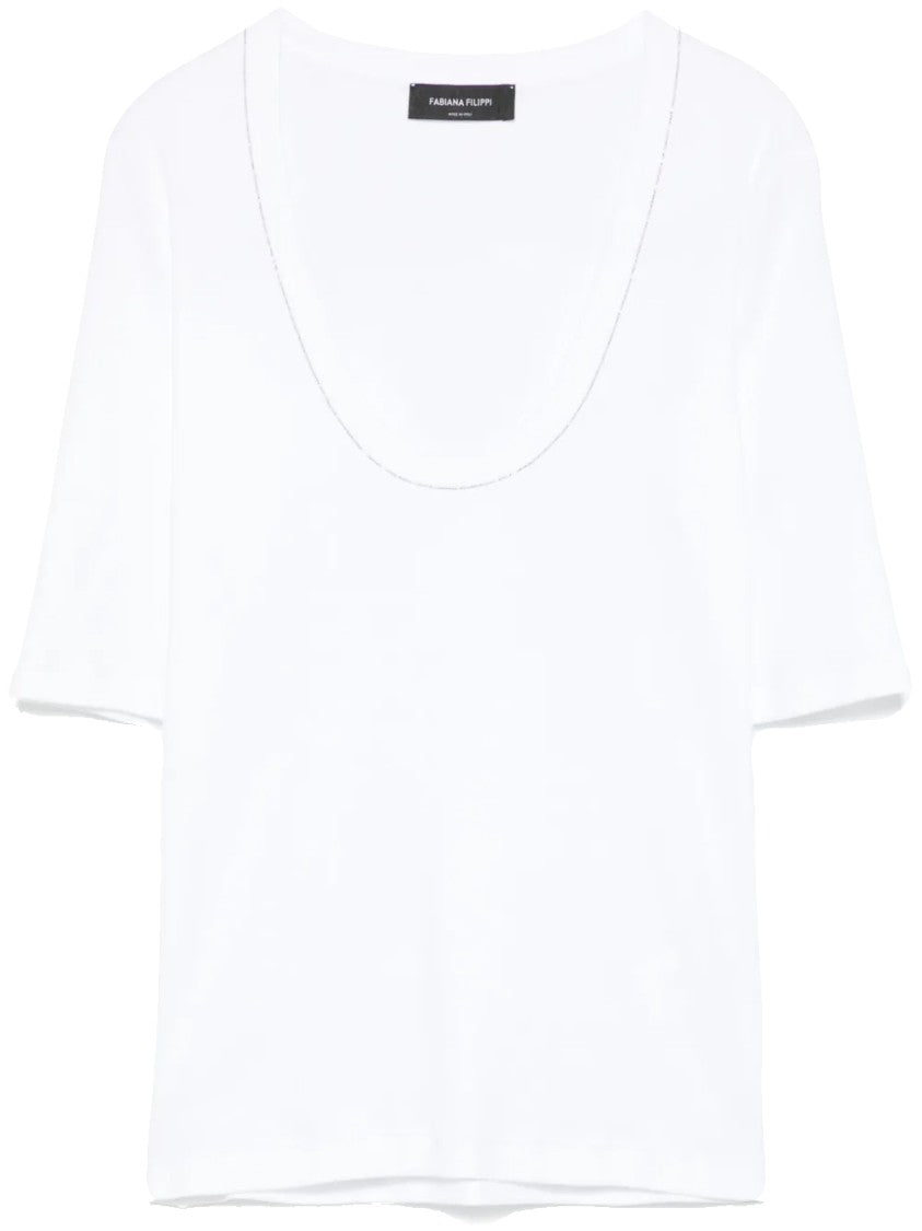 Fabiana Filippi Deep Scoop Neckline Jersey Top