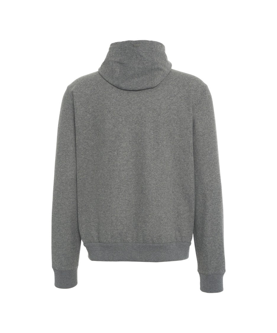 Herno Medium Grey Zip-Up Hoodie With Drawstring
