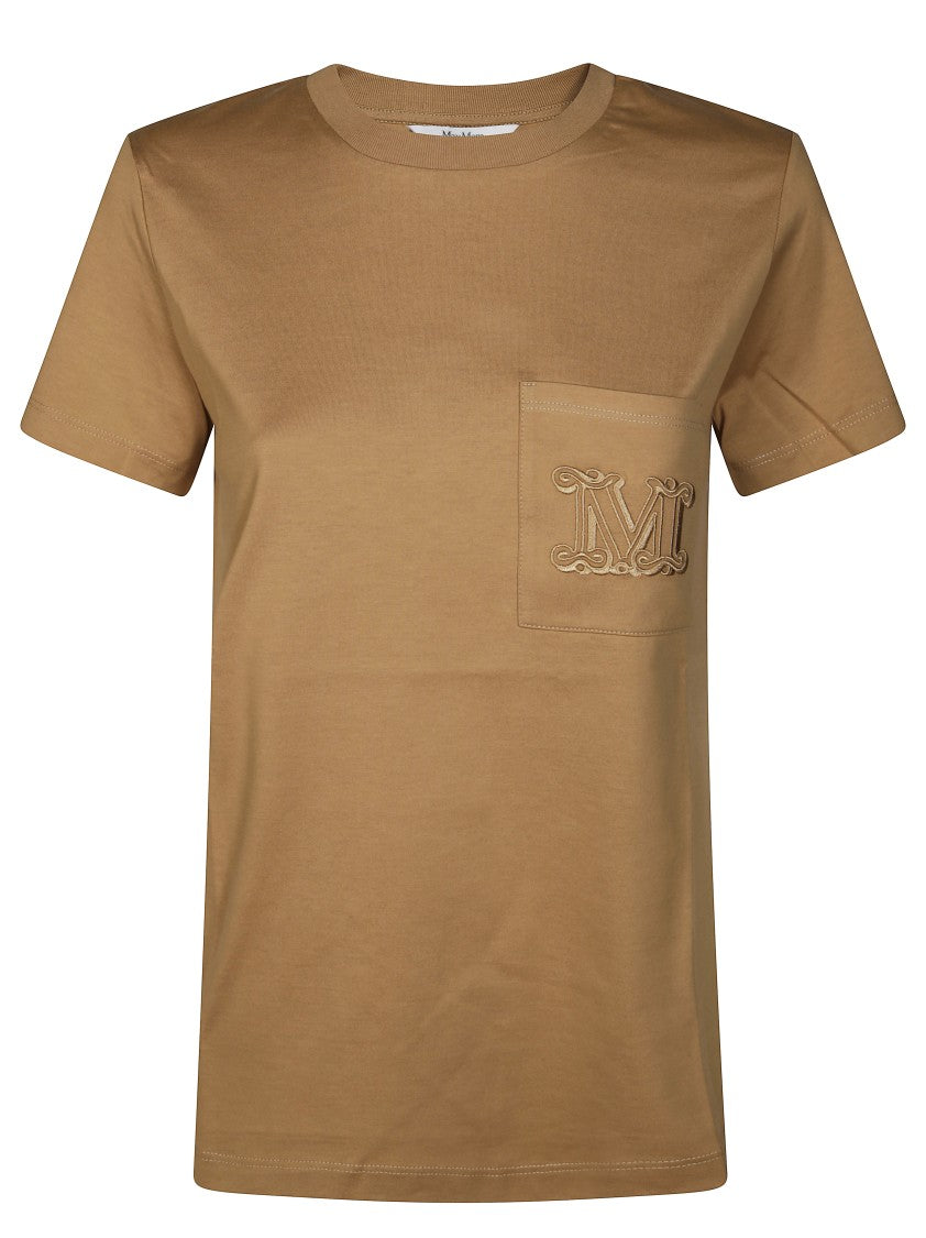 Max Mara Short-Sleeved Crew Neck T-Shirt With Embroidered Pocket