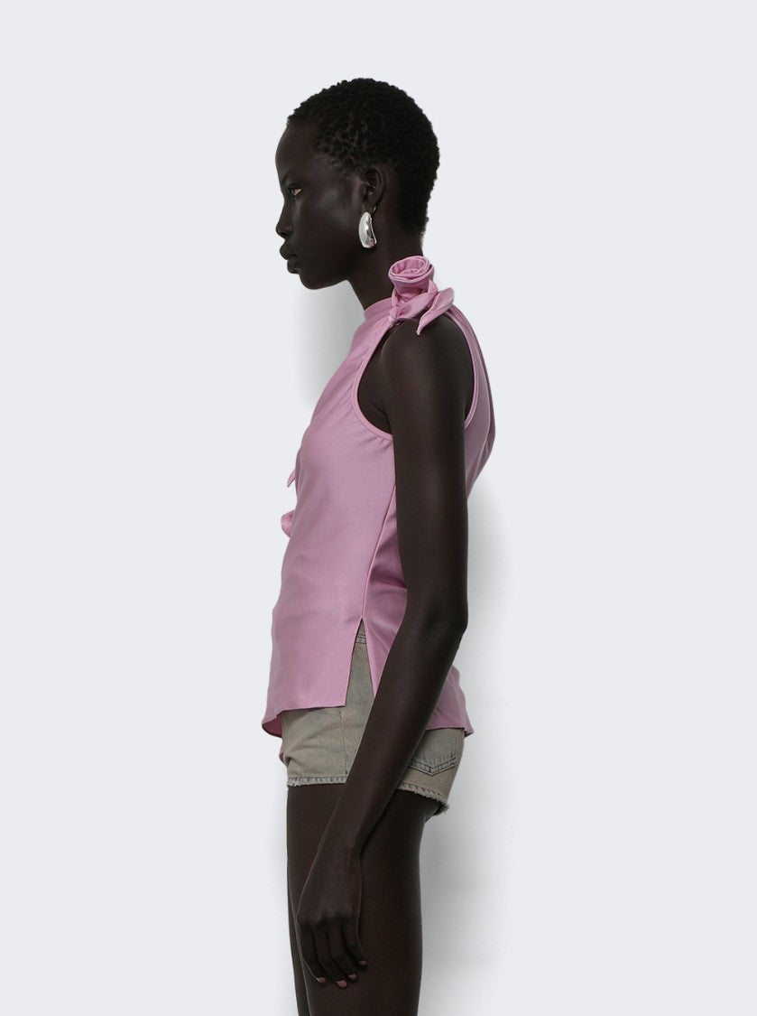 Coperni Asymmetric Neckline Top With Decorative Rose Detailing
