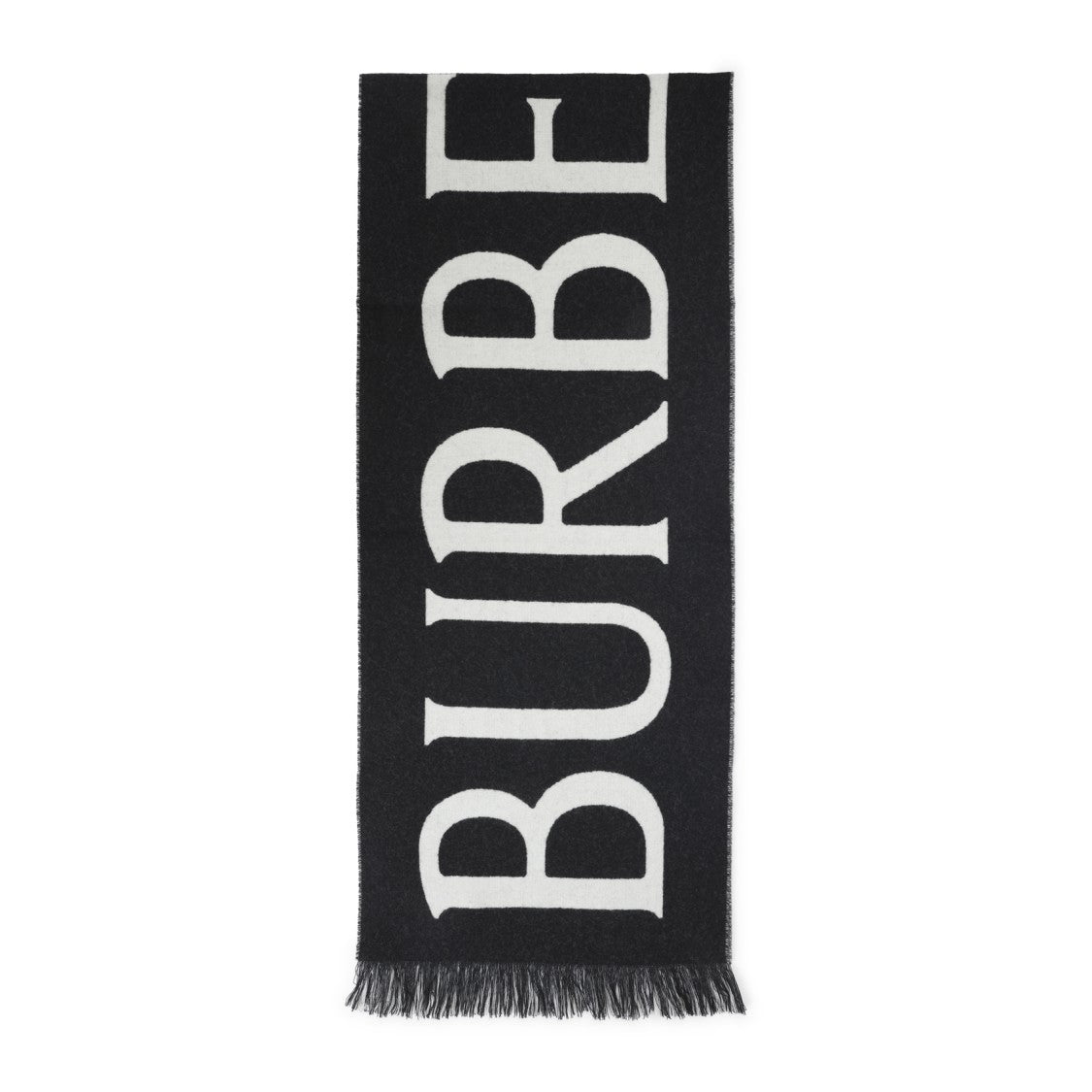 Burberry Logo Black Wool Scarf