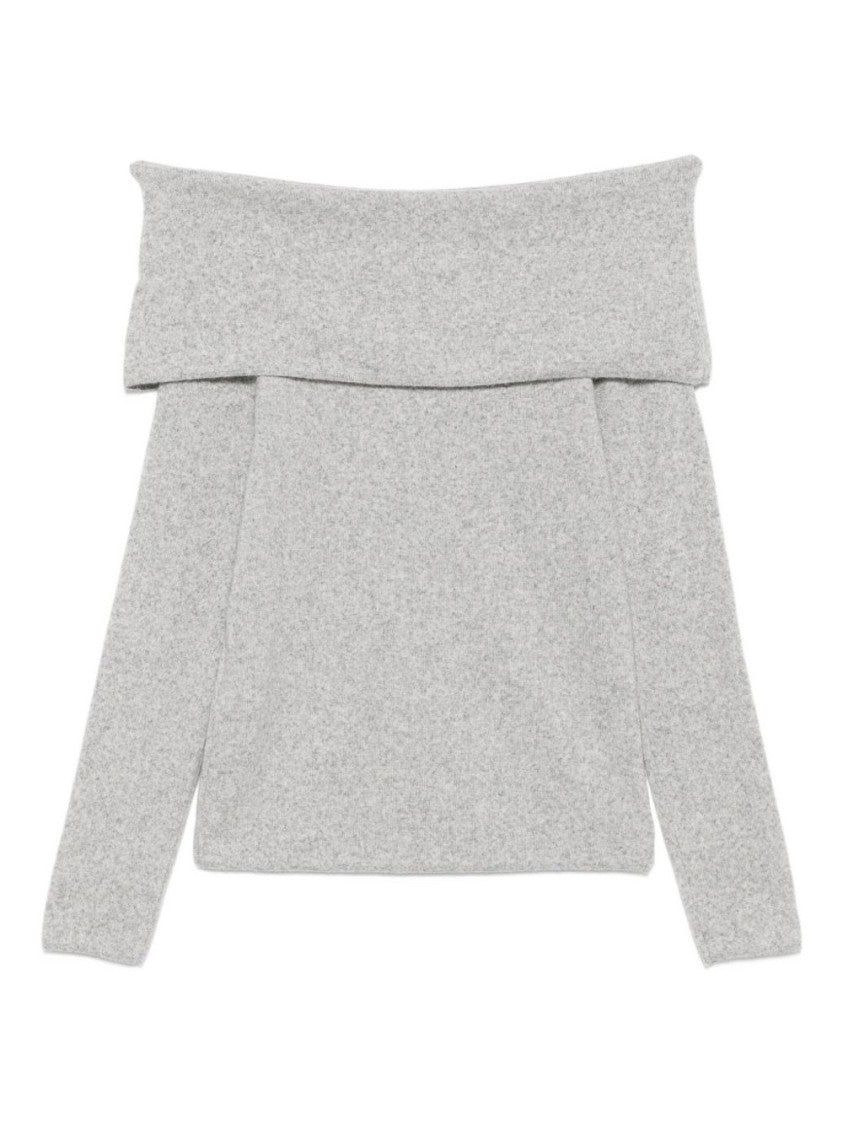 Seventy Sergio Tegon Fine Heathered Knit Sweater With Off-Shoulder Design