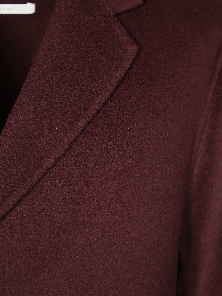 Amaranto Tailored Burgundy Overcoat With Notched Lapels