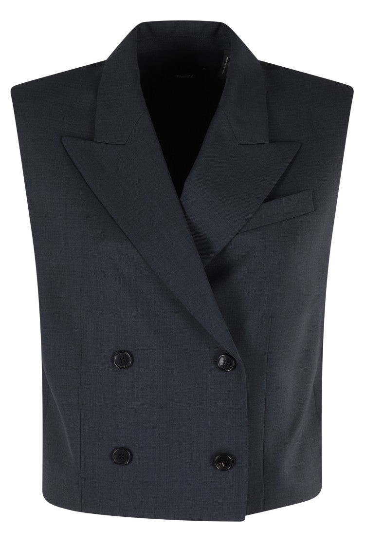 Theory City Twill Peak Double-Breasted Vest