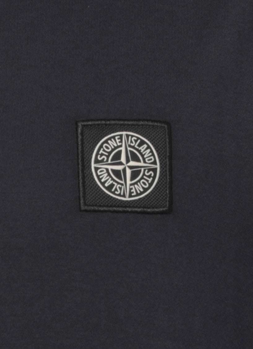Stone Island Dark Blue Cotton T-Shirt Featuring Iconic Logo Patch