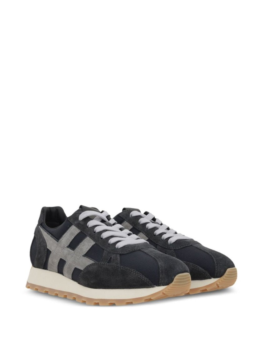 Hogan Black Sneakers With Textured Suede And Mesh Upper