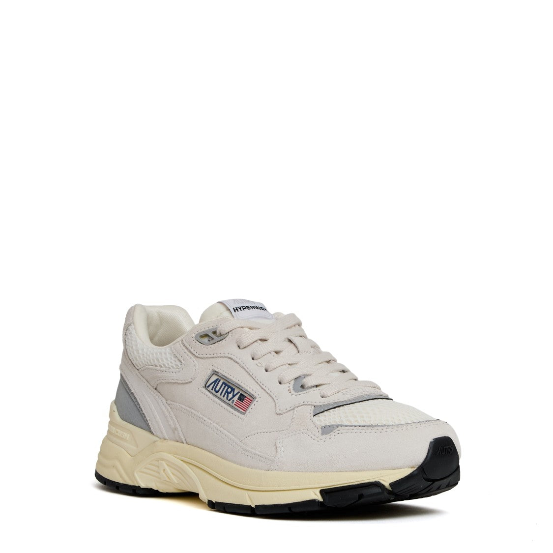 Autry Sneakers Hyperway In Mesh E Suede Bianco/Argento