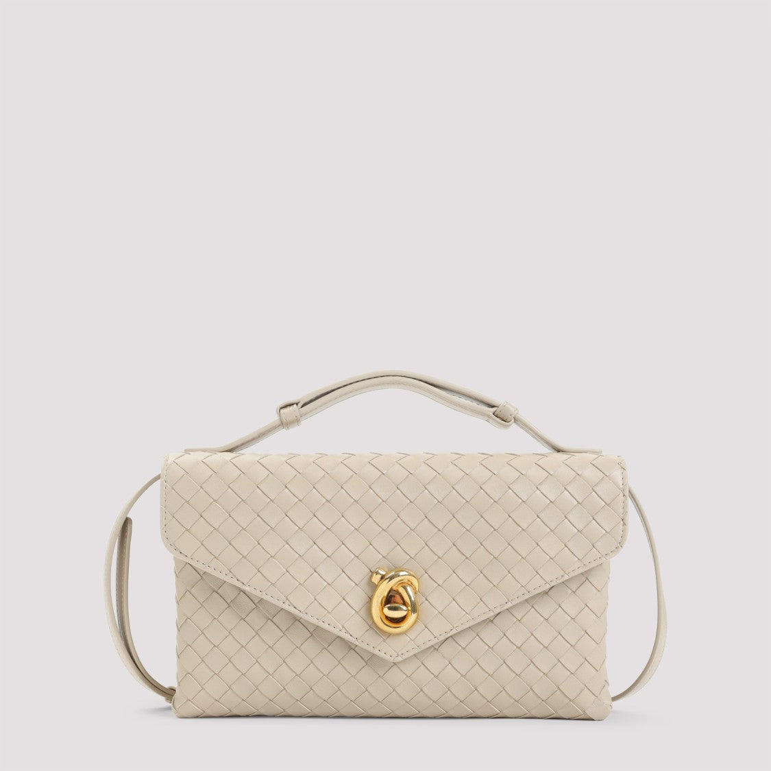 Bottega Veneta Knot Lock Shoulder Bag In Intrecciato Lamb Leather