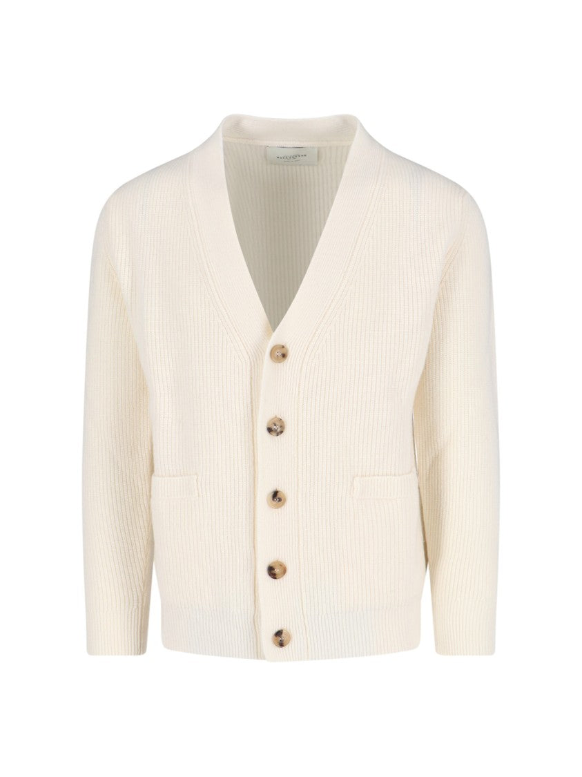 Ballantyne White Minimalist Sweater With Ribbed Cuffs And Hem