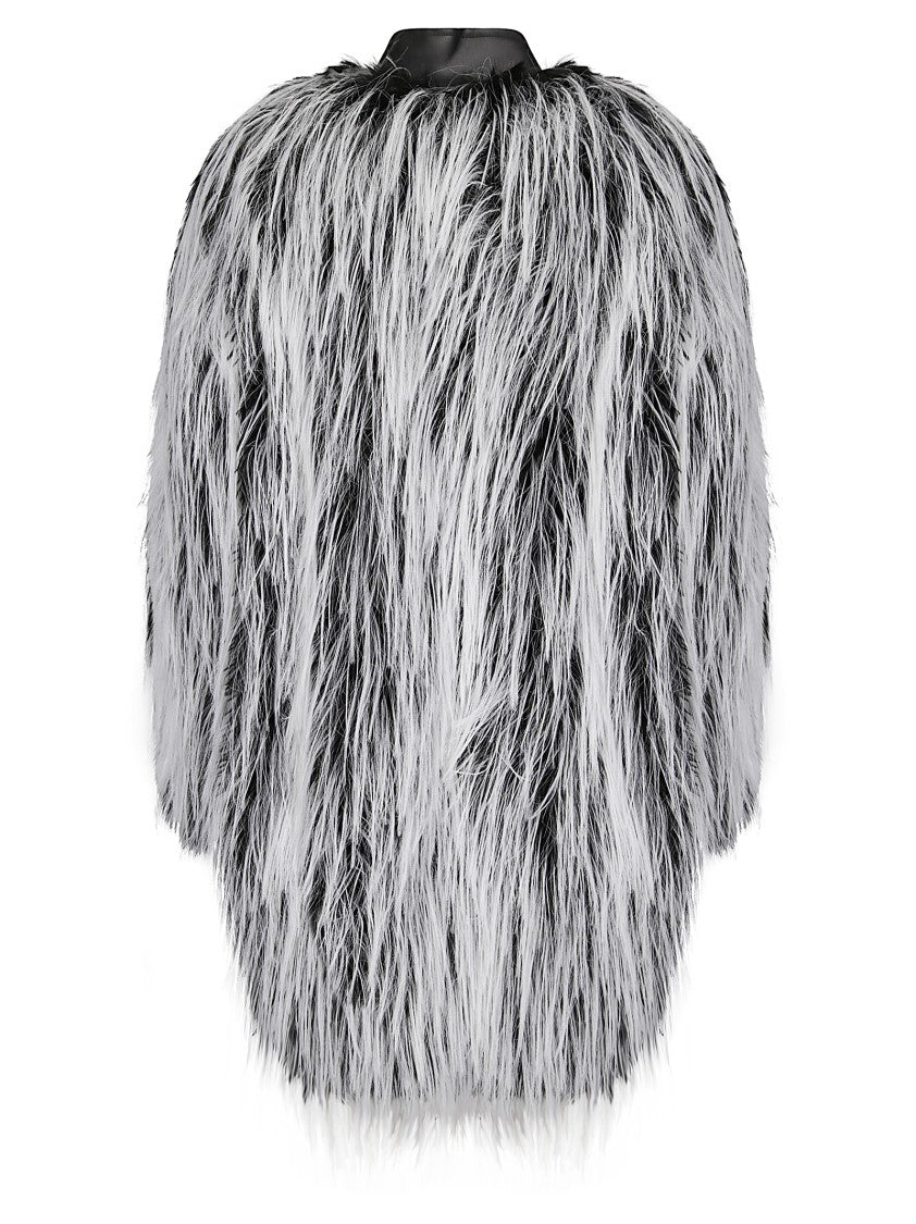 Sportmax Medium-Long Faux Fur Coat With Leather-Effect Collar