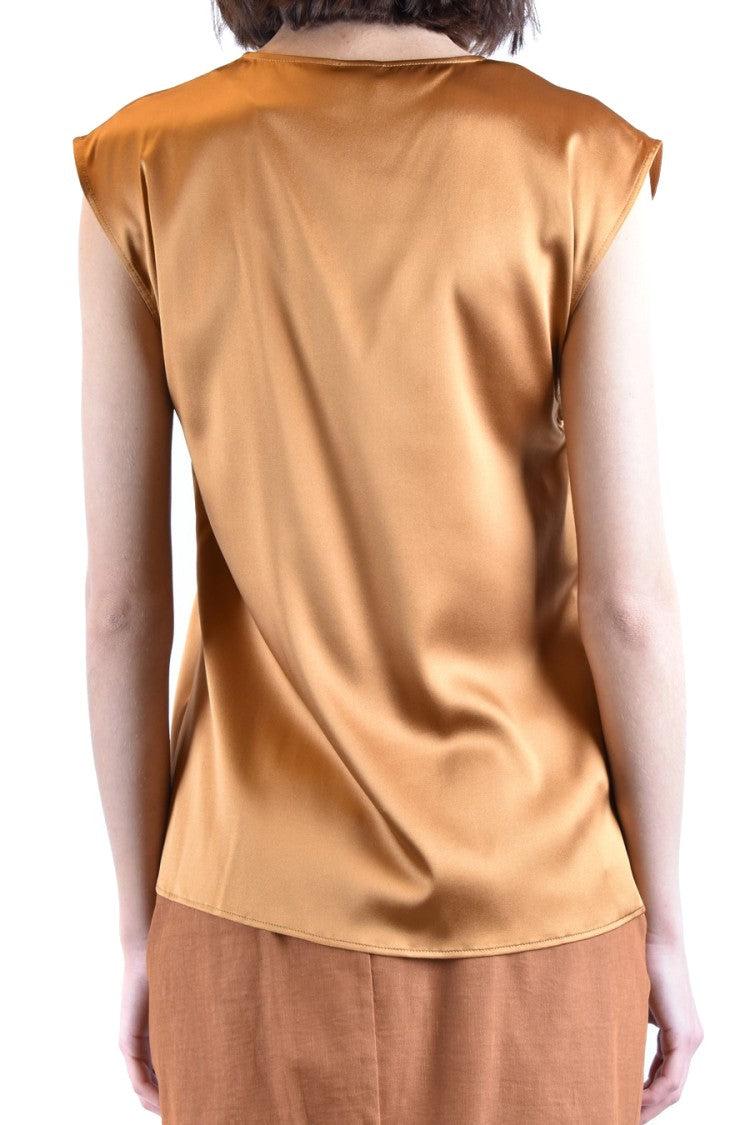 Pinko Multicolored Silk Top With Ruffled V-Neckline