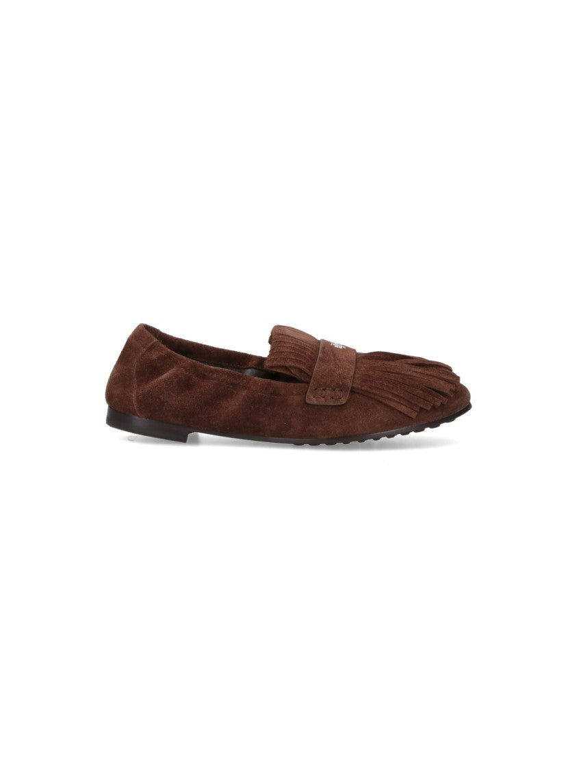 Tory Burch "Ballerina" Loafers, In Brown Suede