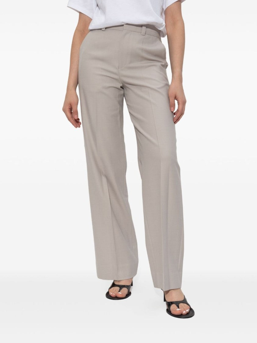 Victoria Beckham Tailored Beige Trousers With Front Fastening