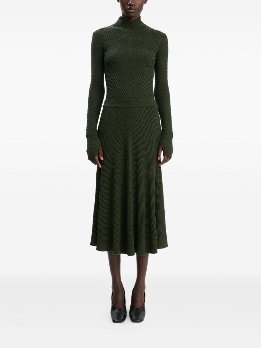Victoria Beckham Fitted Green Merino Wool Sweater