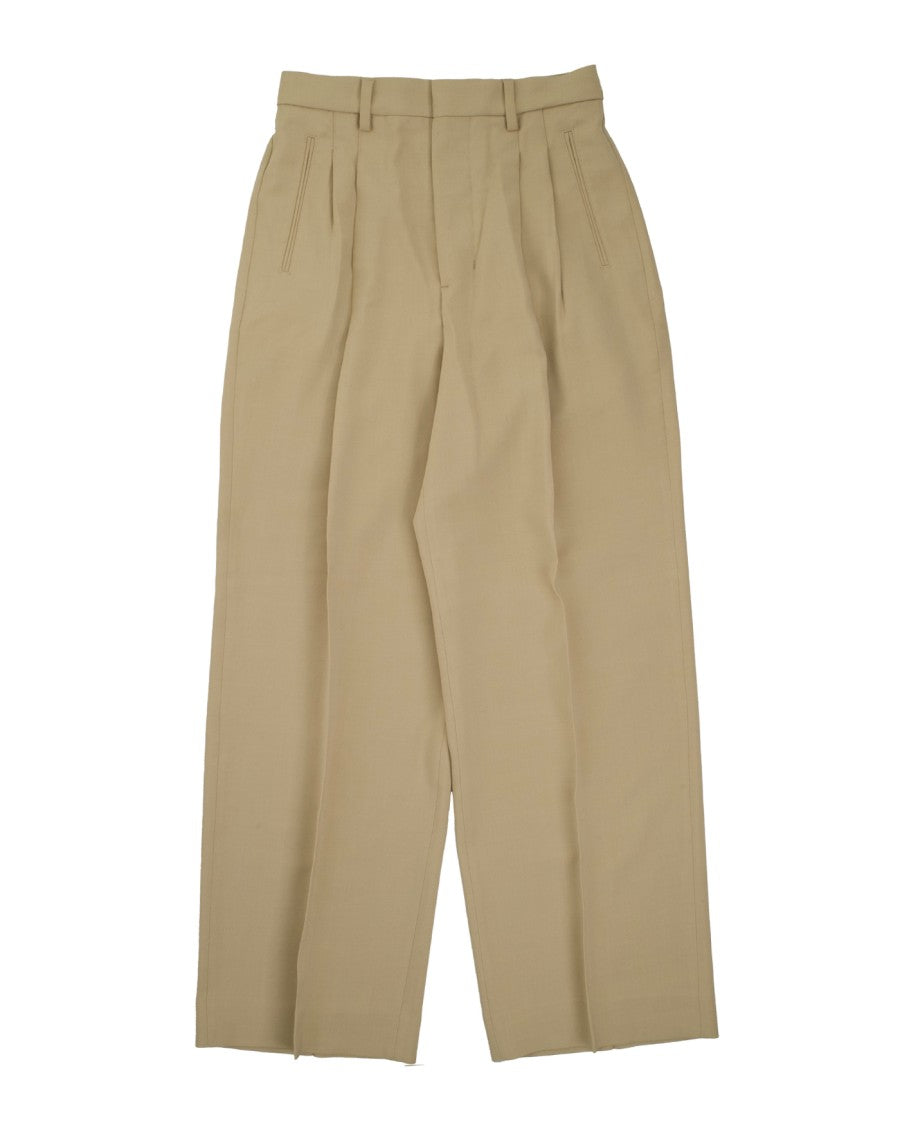 Ami Beige Tailored Trousers With Pleated Front