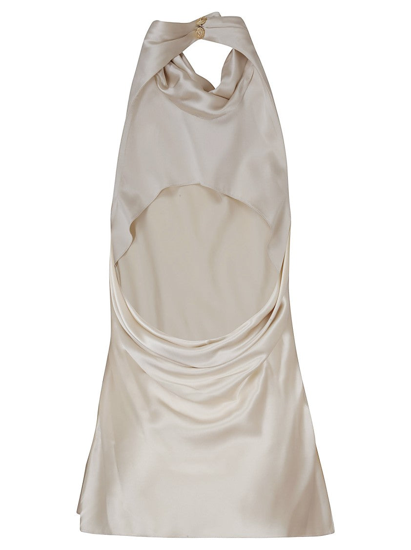 Balmain Crépon-Effect Satin Top