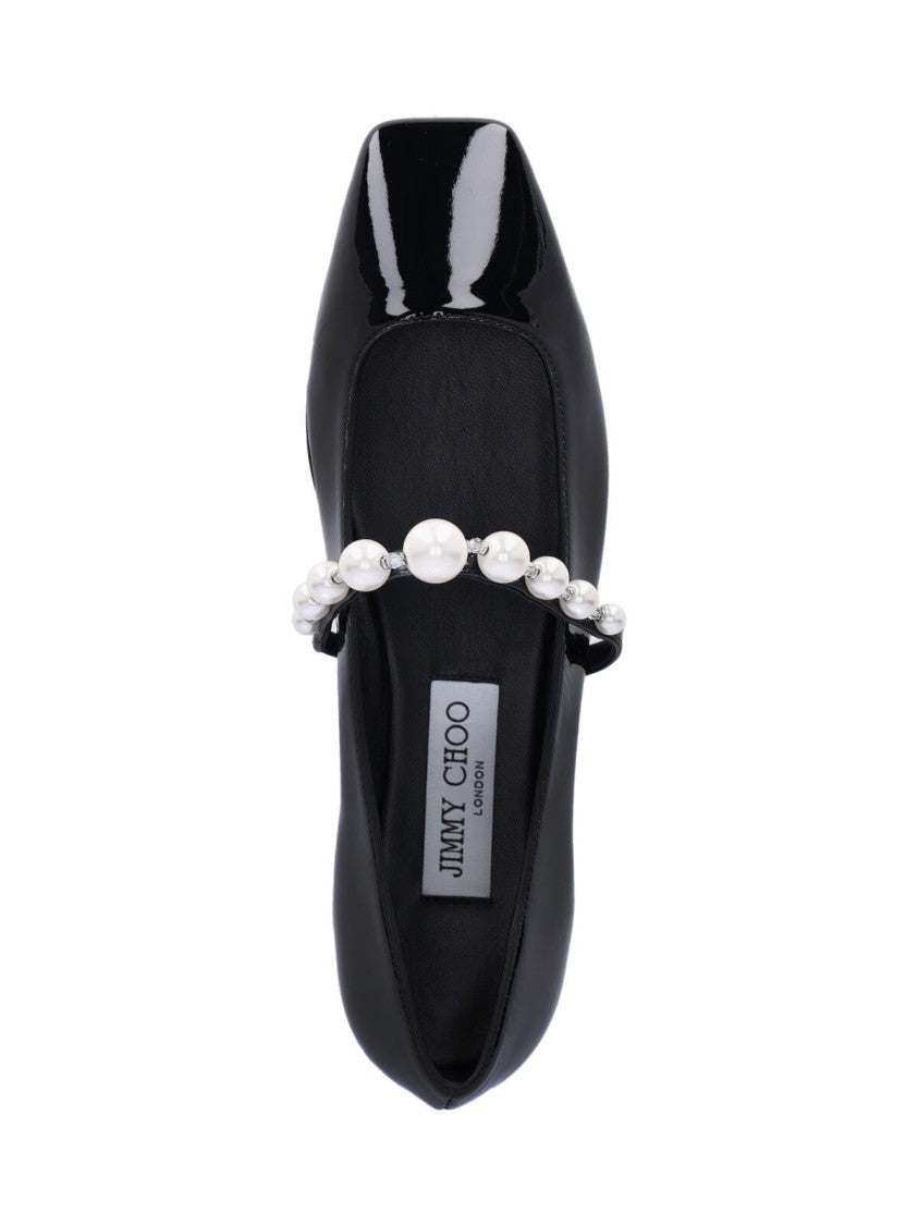 Jimmy Choo "Ade" Square-Toe Ballerinas – Black