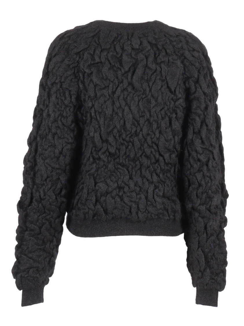 Fabiana Filippi Mohair Bomber Jacket With Embossed Butter-Colored Workmanship