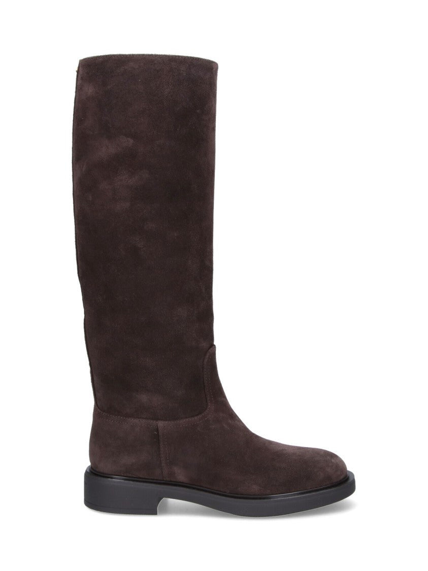 Gianvito Rossi Knee-High Suede Boots With Rounded Toe