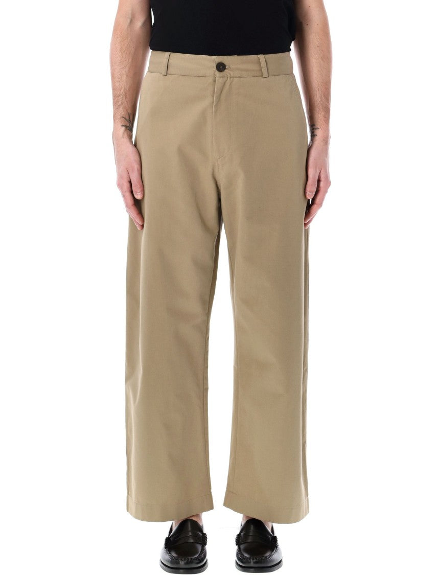 Studio Nicholson Brown Wide-Leg Chino Pants