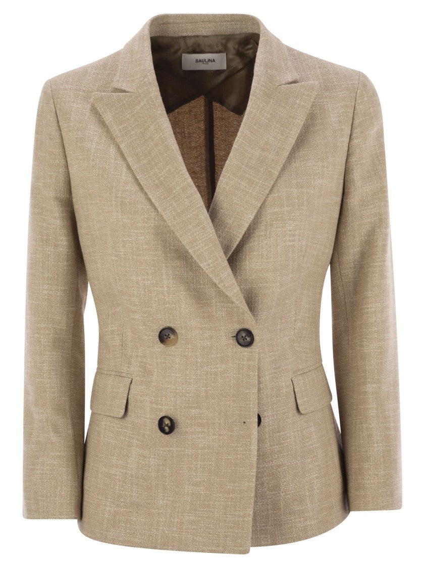 Saulina Antonella - Double-Breasted Cotton Blend Jacket