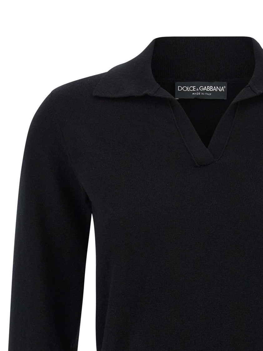 Dolce & Gabbana Polo-Style Cashmere Sweater With V-Neck