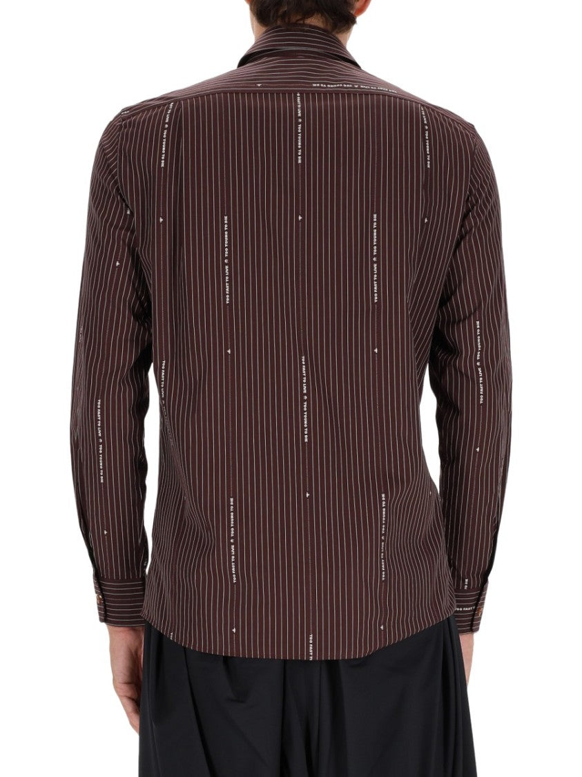 Vivienne Westwood Bordeaux Shirt With Vertical Pinstripes