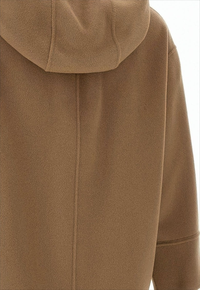 Max Mara Boxy Wool Jacket With Front Zipper And Hood