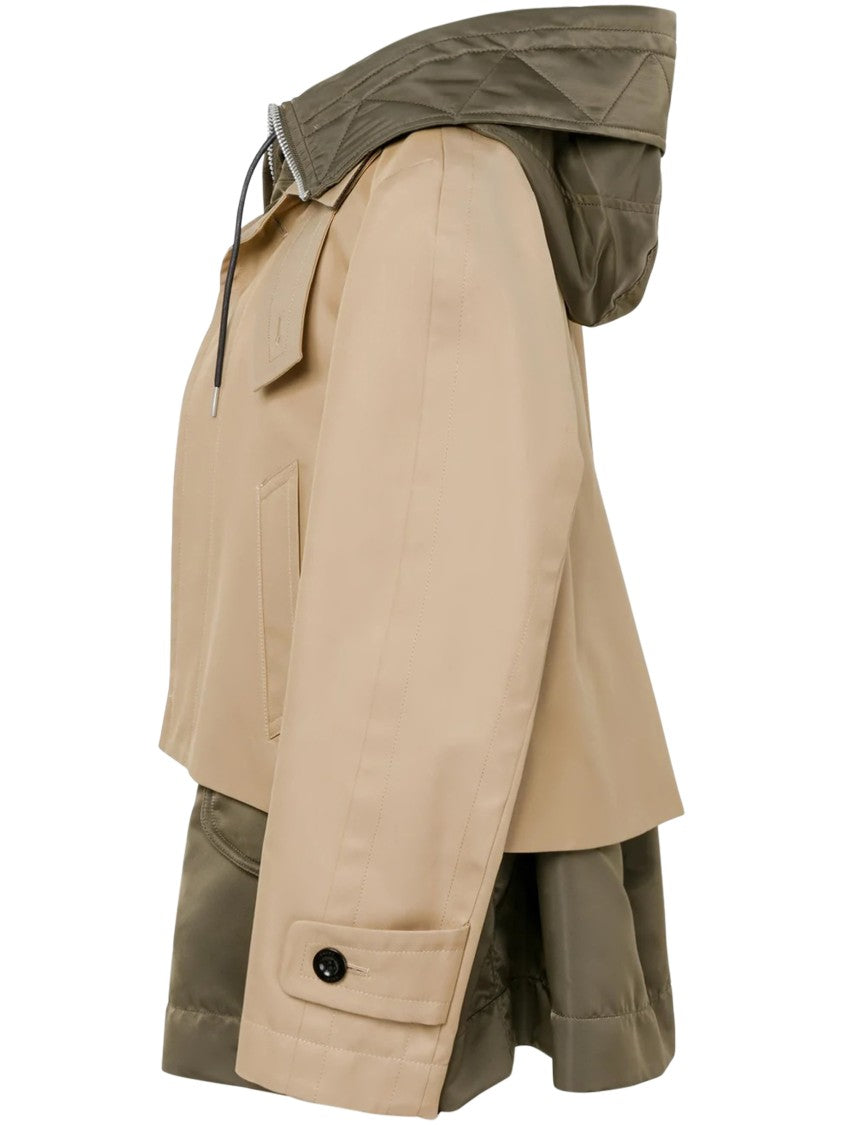 Sacai Structured Cotton Gabardine Blouson With Classic Collar