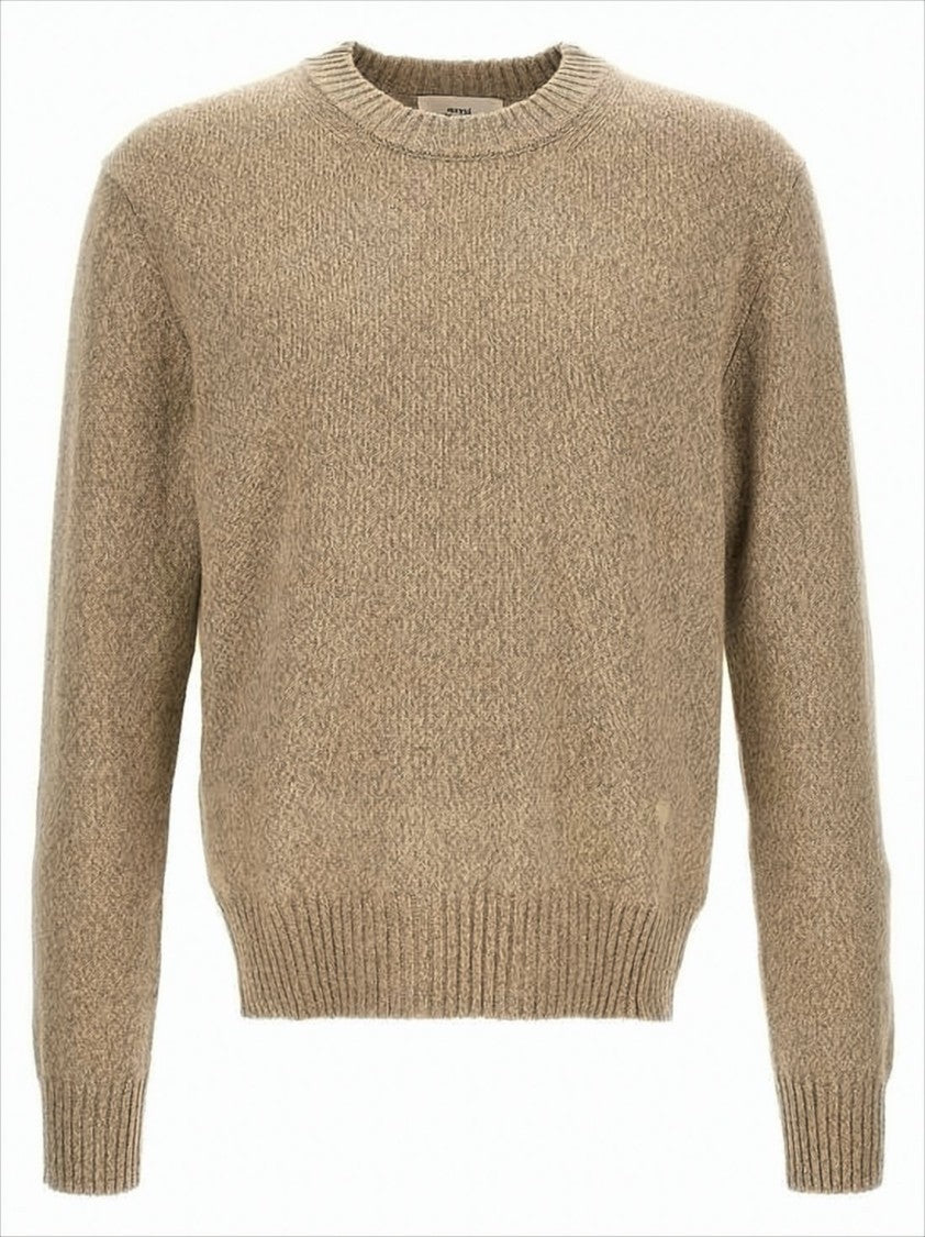 Ami Cashmere-Wool Blend Relaxed Fit Sweater With Heart Detail