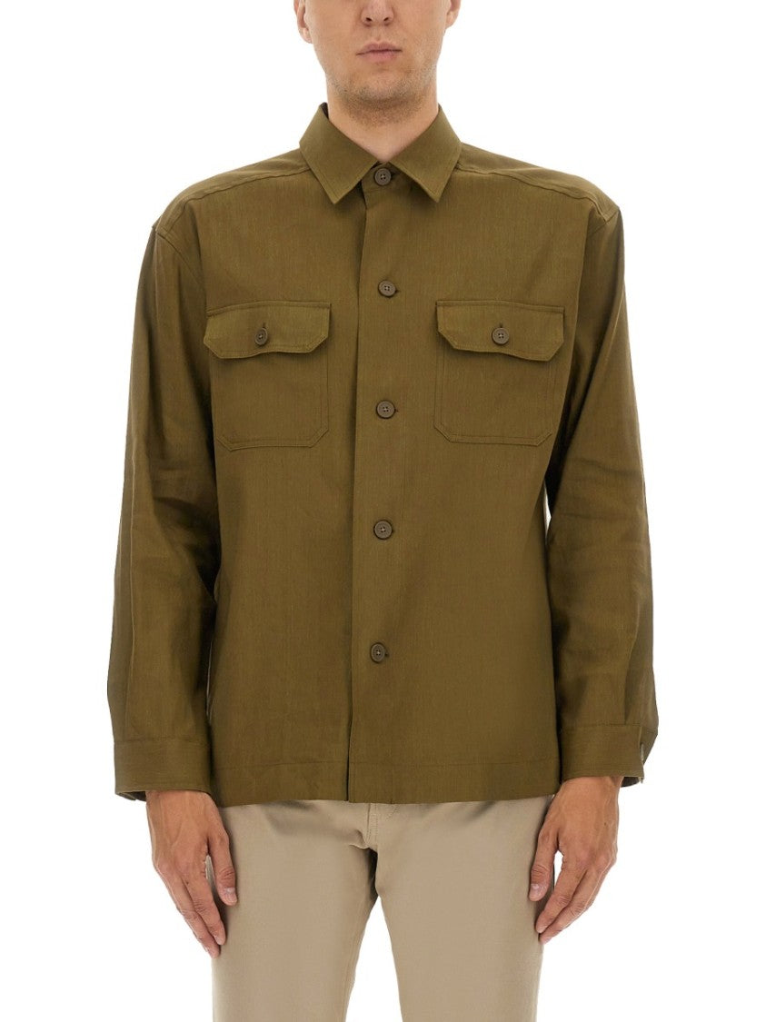 Boss Stretch Linen And Viscose Shirt