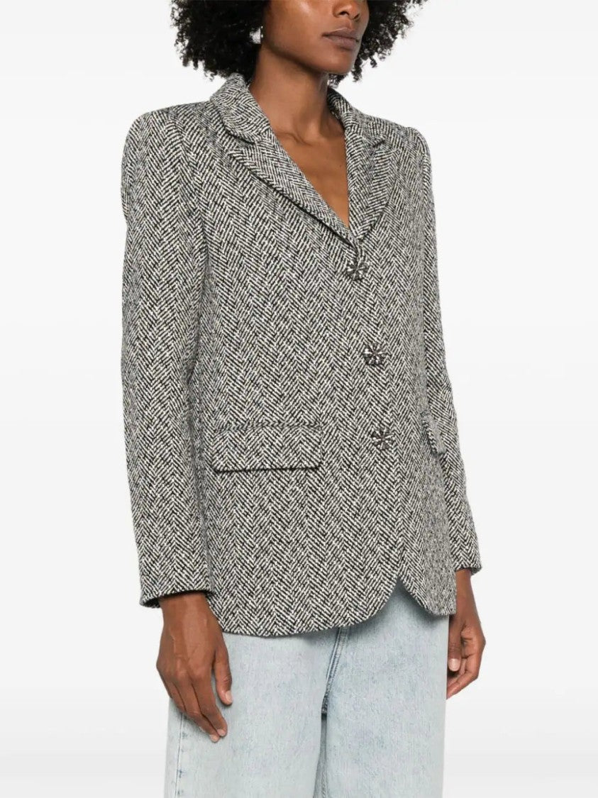 Self-Portrait Herringbone Blazer