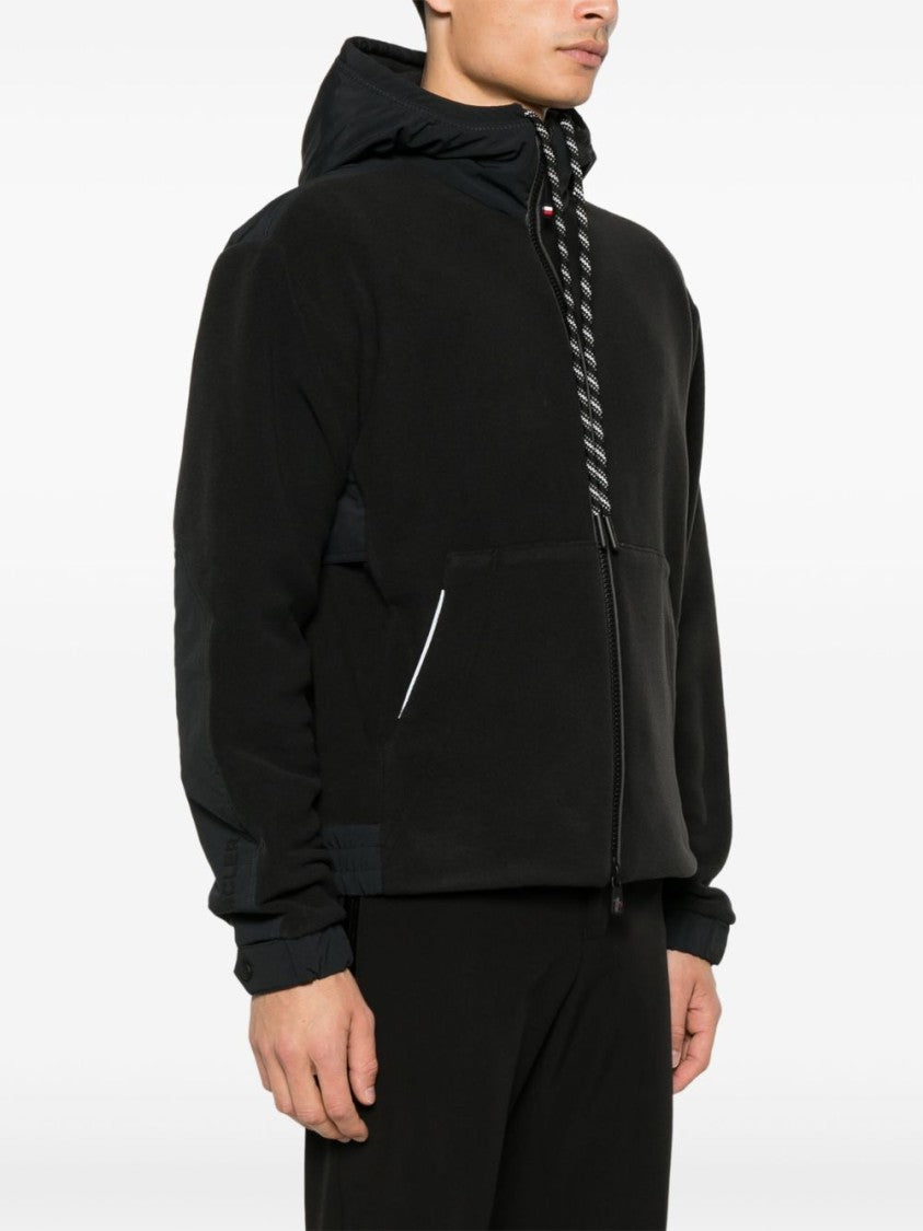 Moncler Grenoble Hooded Zip-Up Sweater With Front Kangaroo Pocket And Ribbed Cuffs