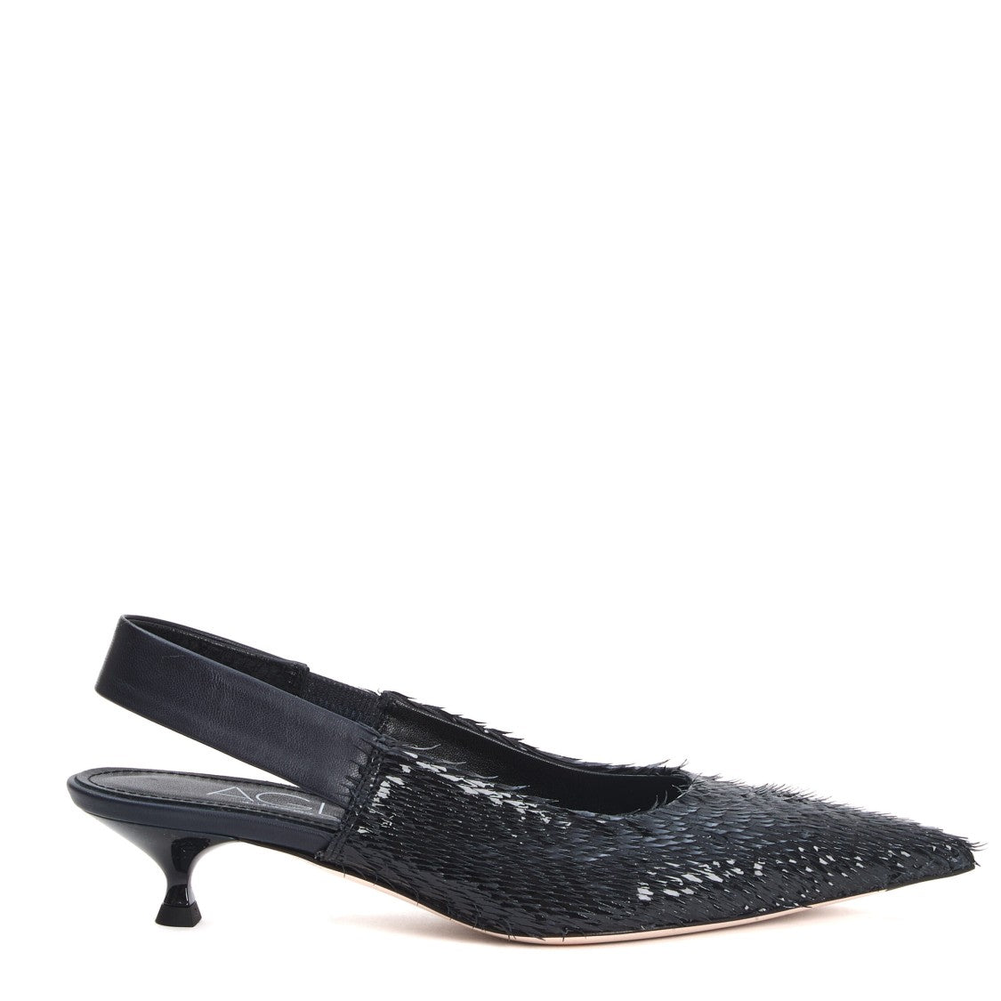 Agl Laser-Cut Navy Leather Slingback Shoes