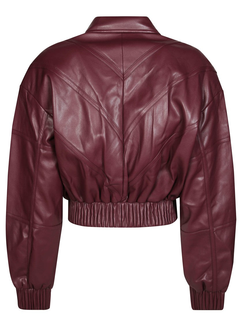 Rotate Cropped Burgundy Bomber Jacket
