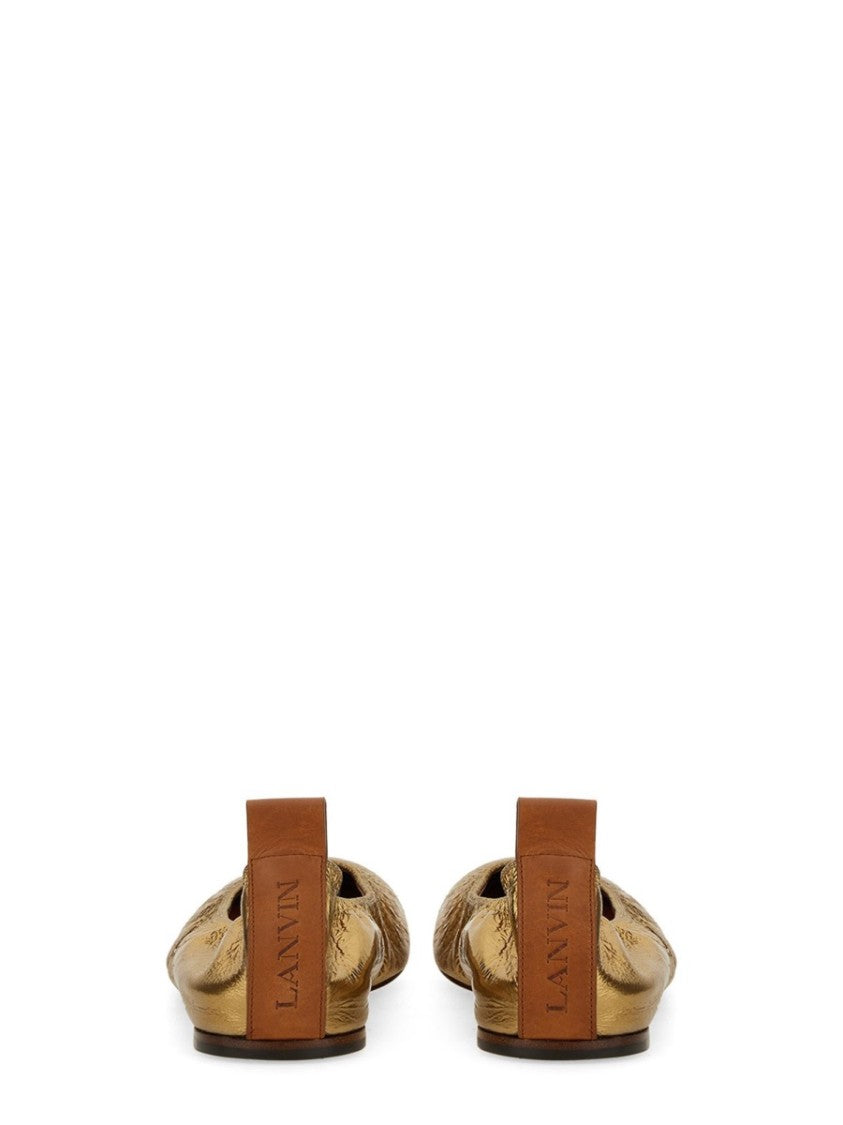 Lanvin Gold Leather Ballerina Flats