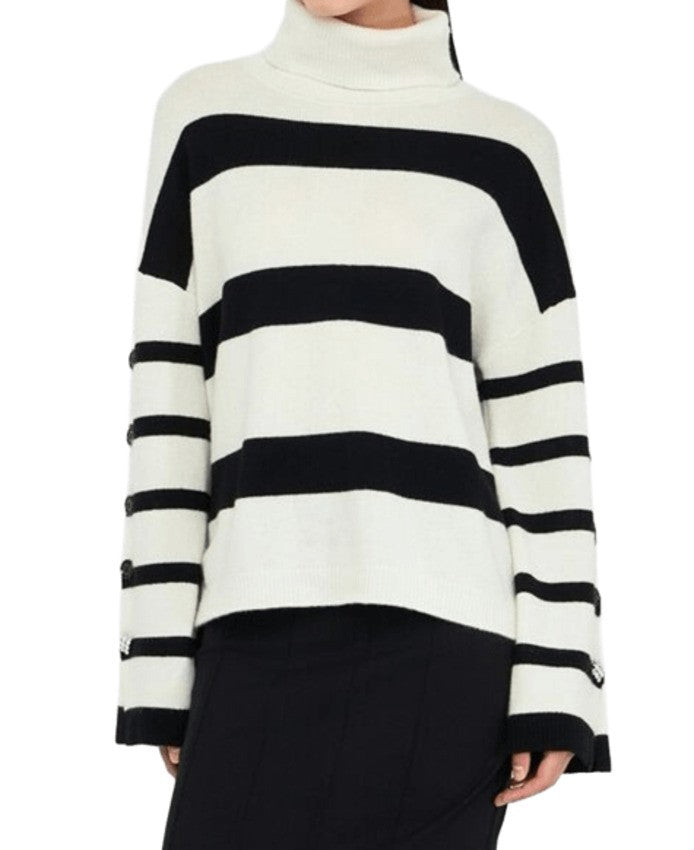 Liu Jo White Wool Sweater With Jewel Button Accents
