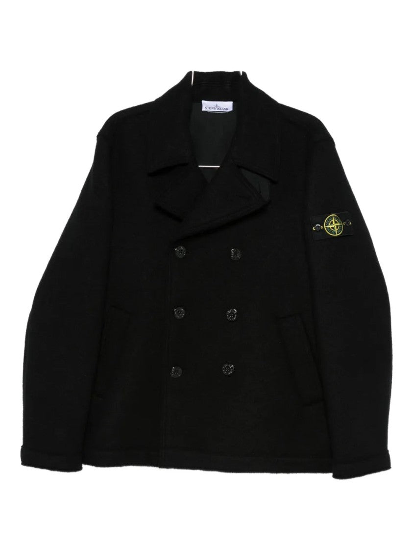 Stone Island Double-Breasted Wool Peacoat