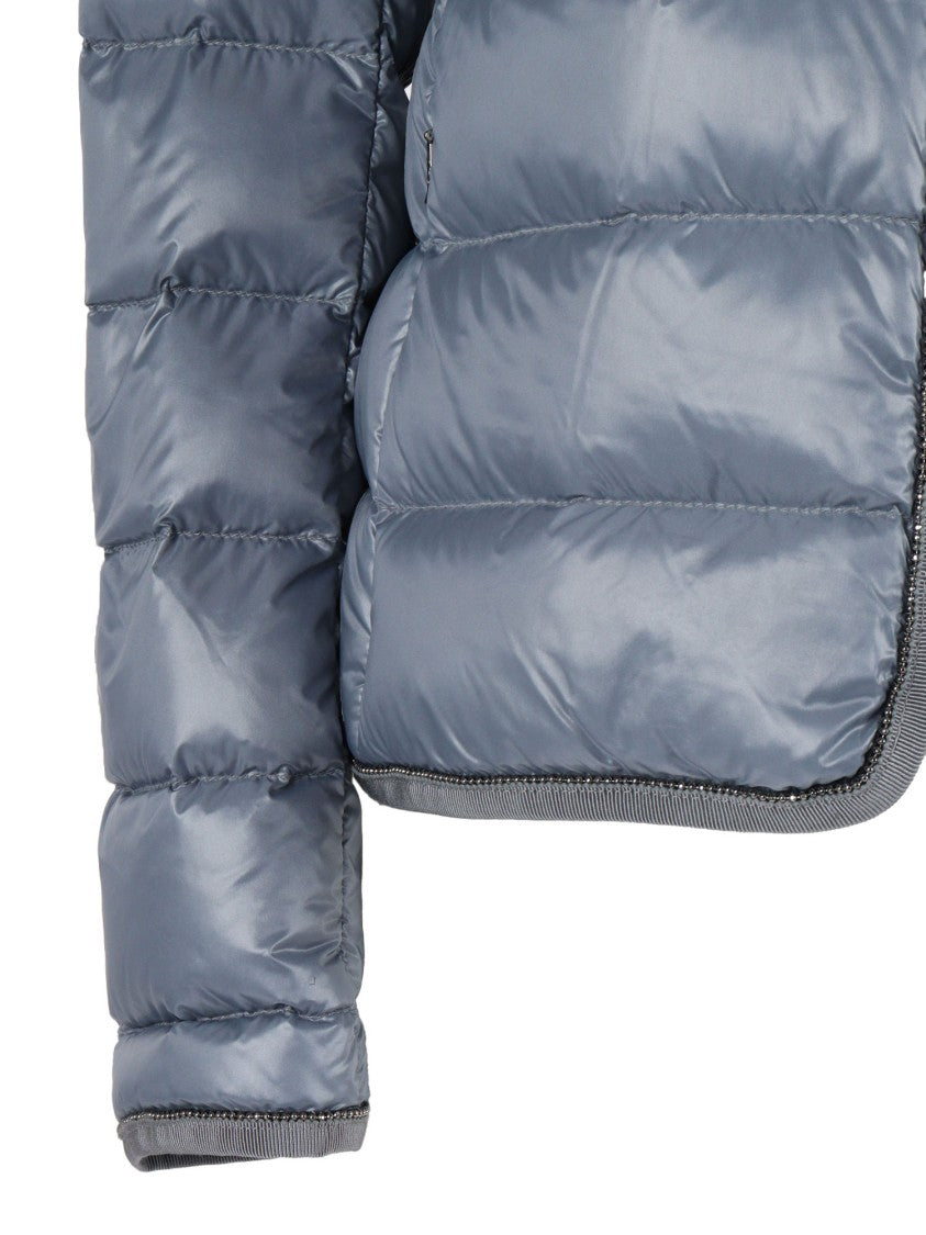 Fay Light Feather Jacket With Grooved Edges And Chain