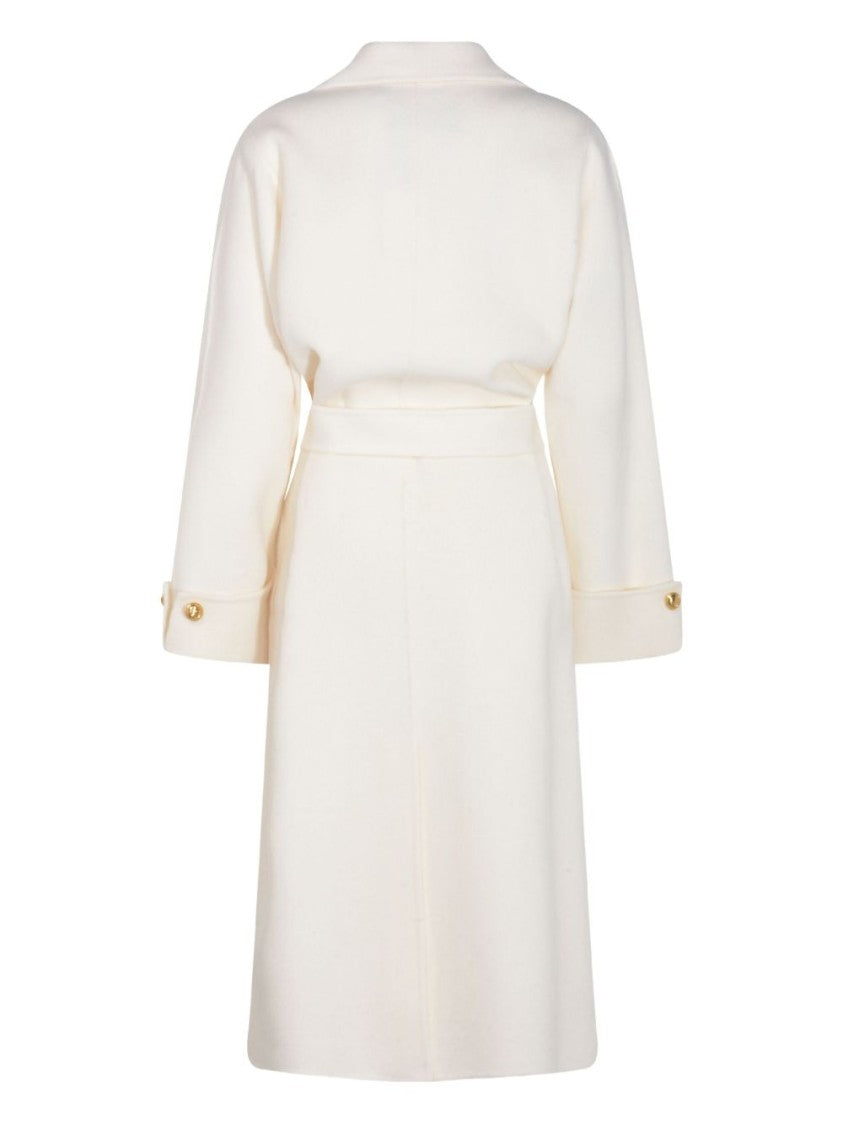 Elisabetta Franchi Knee-Length Wool Coat With Classic Lapel