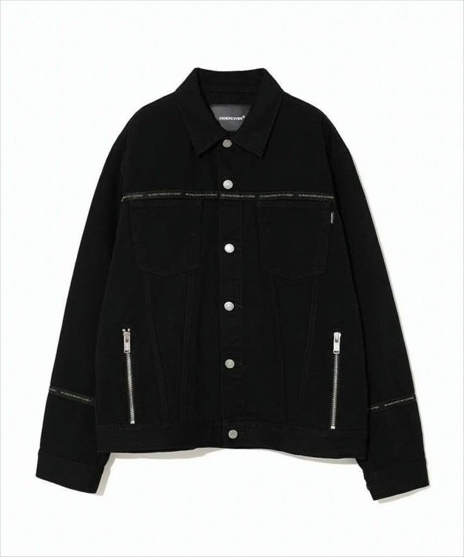 Undercover Boxy Fit Black Denim Jacket With Silver Accents