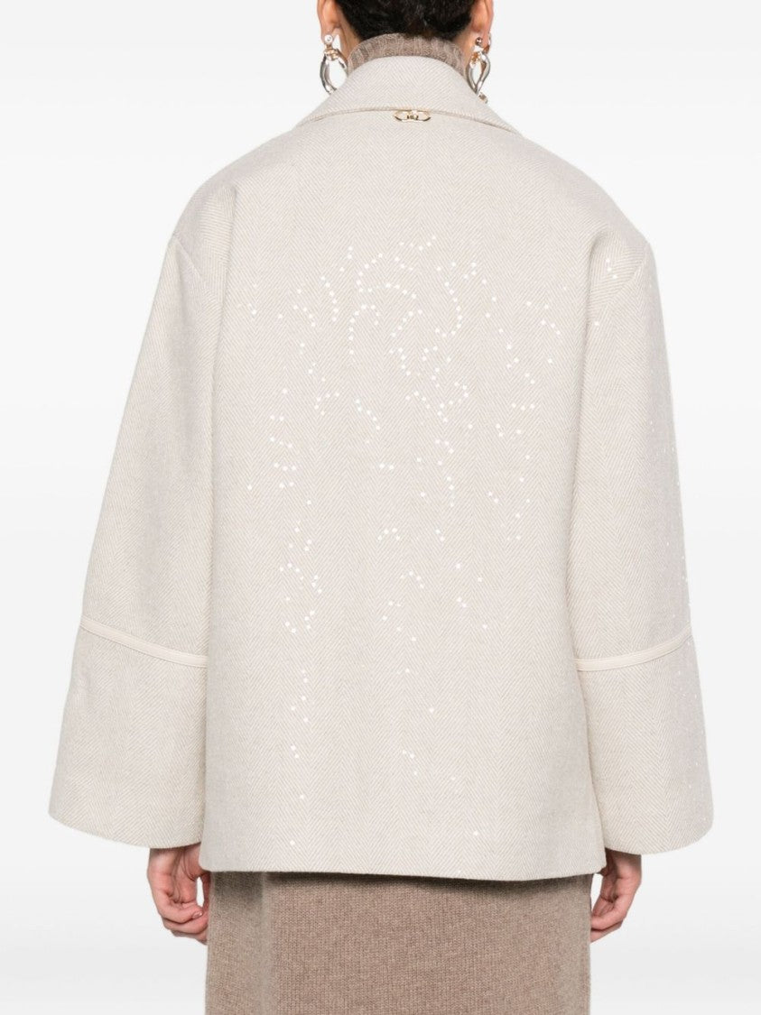 Liu Jo Short Double-Breasted Coat With Wide Lapel