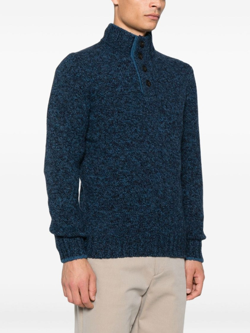 Vengera Textured Knit Sweater With High Collar