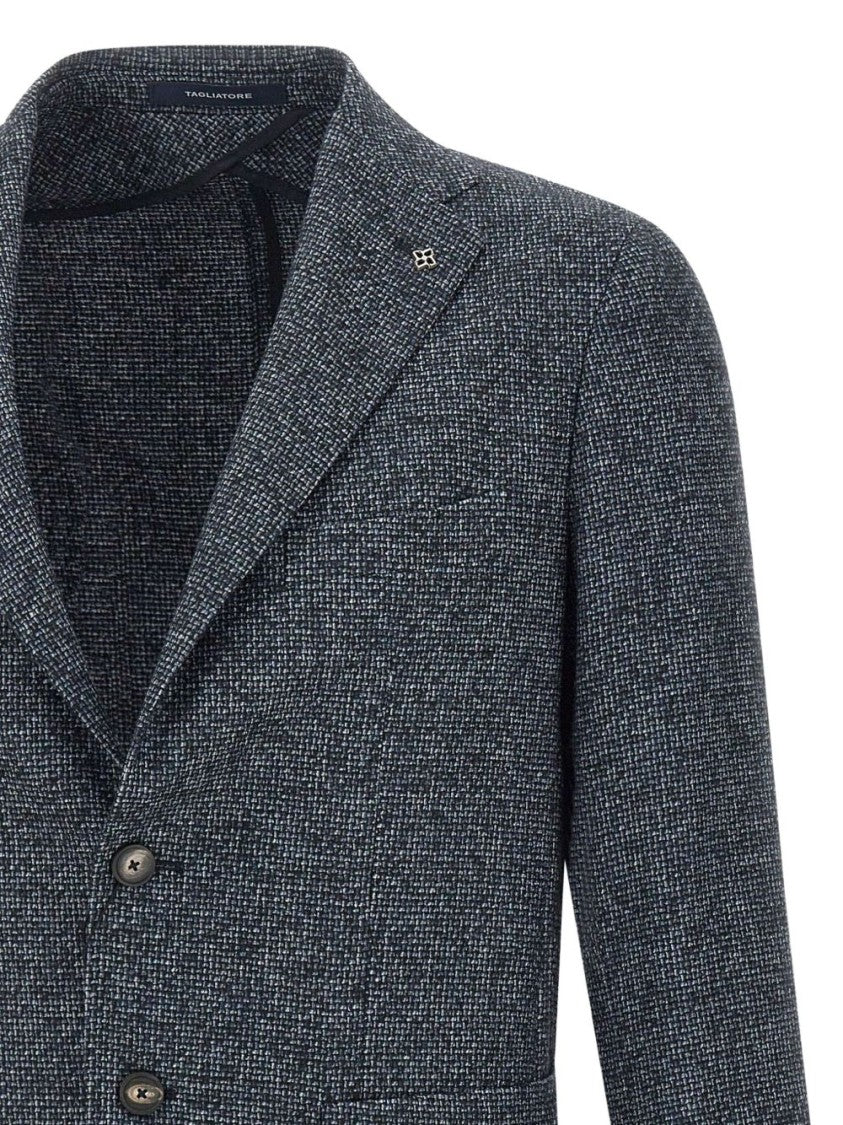 Tagliatore Textured Blazer With Notch Lapel And Tailored Fit