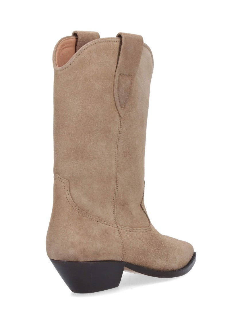 Isabel Marant Mid-Height Suede Western Boots With Pointed Toe And Block Heel