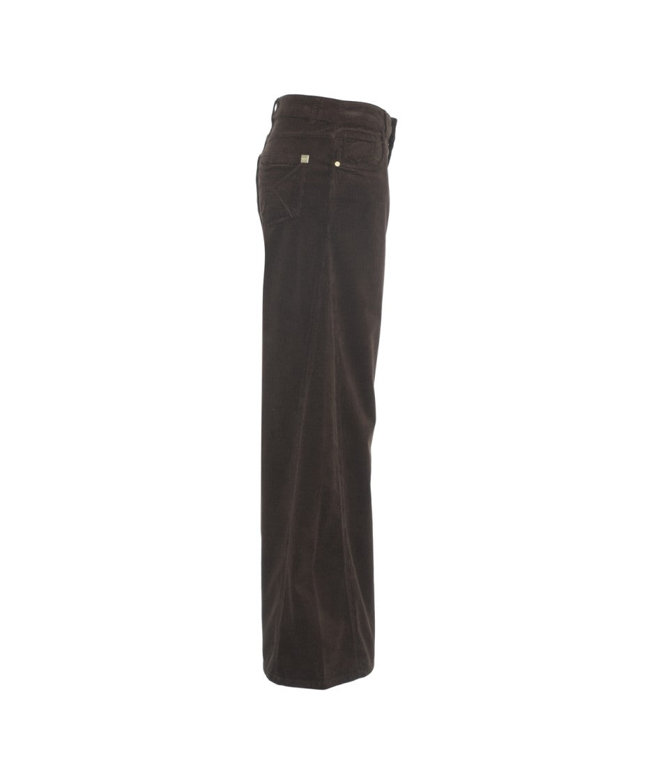 Kaos High-Waist Wide-Leg Trousers In Soft Corduroy