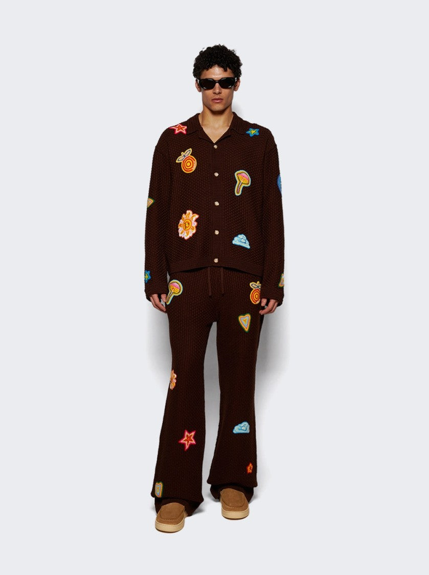 Casablanca Crochet Trousers With Patches Brown