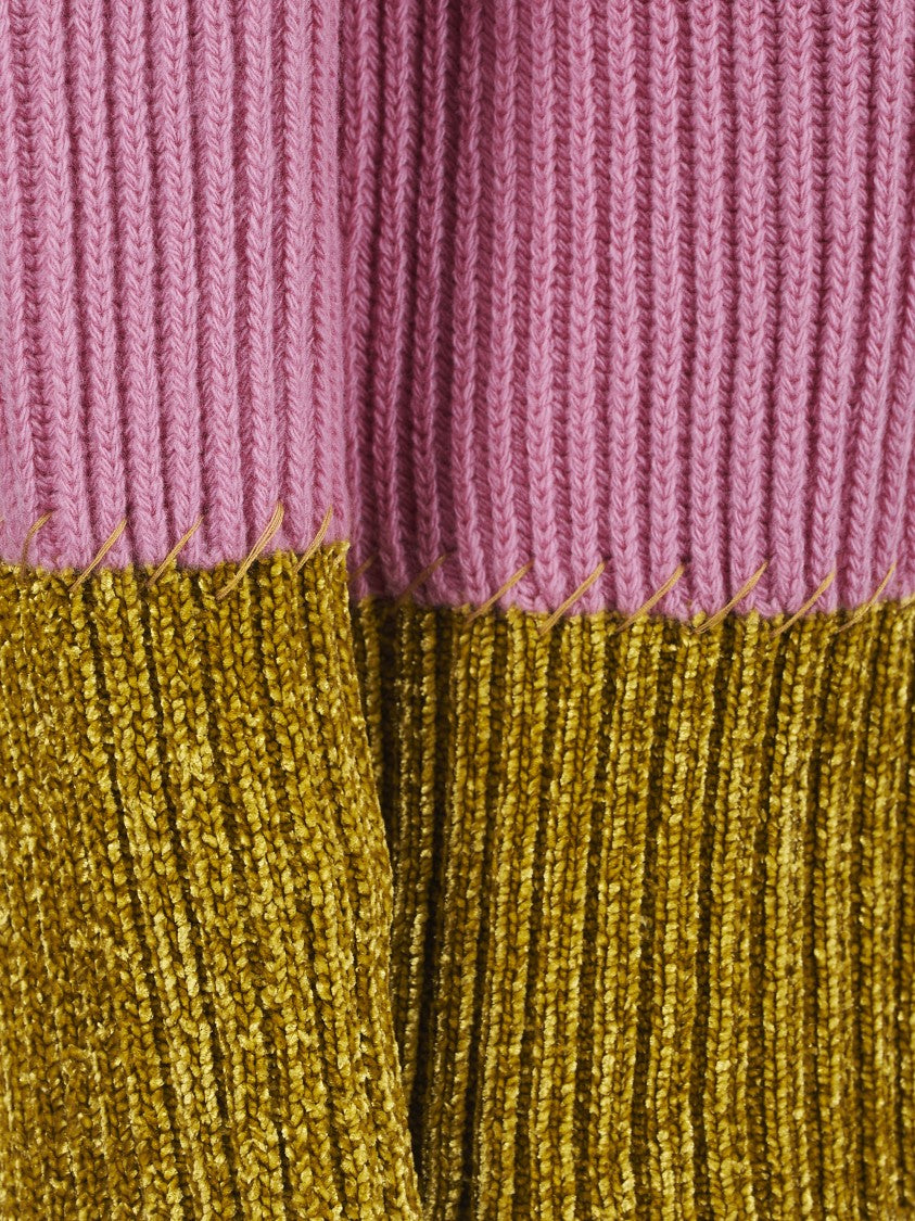 Marni Ribbed Knit Roundneck Sweater With Two-Tone Design