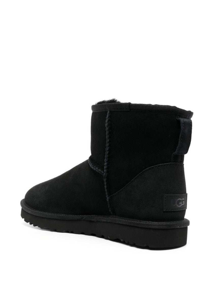 Ugg Slip-On Black Suede Boots With Rounded Toe